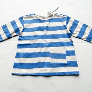 Long Sleeved Cotton Top In Light blue/White striped NWT